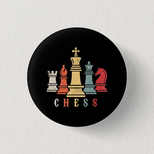 Badge Rond 2,50 Cm Amoureux des échecs | Jeu d'échecs Checkmate Cadea (Devant)