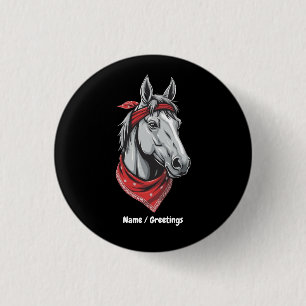 Badge Rond 2,50 Cm Amoureux du cheval drôle Bandana Rouge Filles Femm