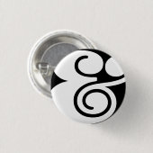 Badge Rond 2,50 Cm Ampersand "&" Designer Abstrait | BL Blanc | (Devant & derrière)