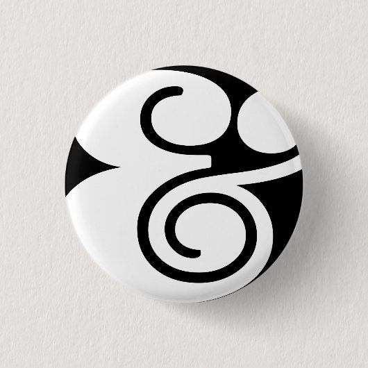 Badge Rond 2,50 Cm Ampersand "&" Designer Abstrait | BL Blanc | (Devant)