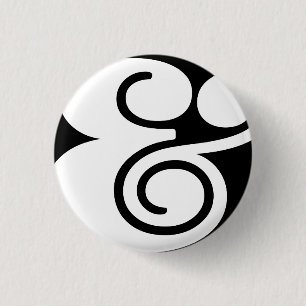 Badge Rond 2,50 Cm Ampersand "&" Designer Abstrait   BL Blanc