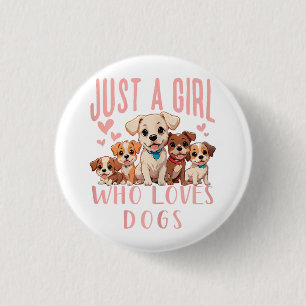 Badge Rond 2,50 Cm Amusant Chiot Mignon Amoureux Des Chiens - Juste U