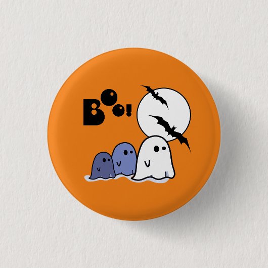 Badge Rond 2,50 Cm Amusant Petit Fantôme. Cadeau Halloween (Devant)