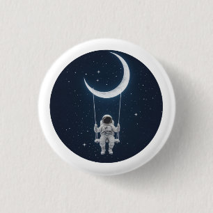 Badge Rond 2,50 Cm Amusement dans l'espace - Un astronaute se balade