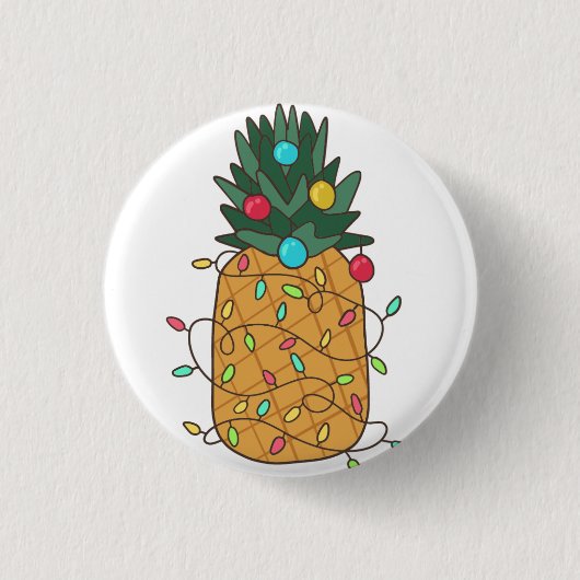 Badge Rond 2,50 Cm Ananas de Noël tropical (Devant)