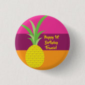 Badge Rond 2,50 Cm Ananas mignonne Été 1er Anniversaire Thème (Devant)