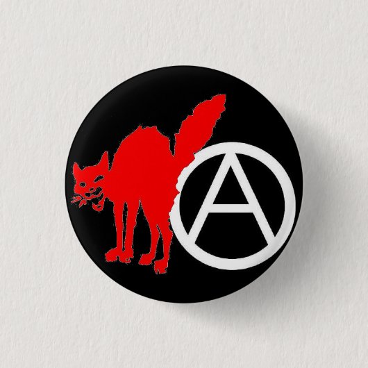 Badge Rond 2,50 Cm anarchiste rouge de chat (Devant)
