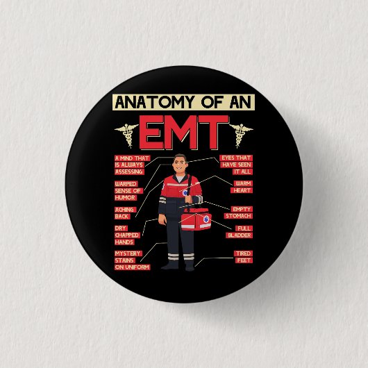 Badge Rond 2,50 Cm Anatomie D'Un EMT Paramedic EMT EMS Health Care Em (Devant)