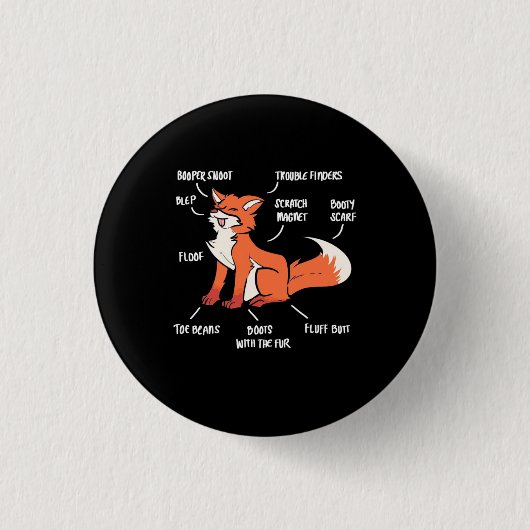 Badge Rond 2,50 Cm Anatomie D'Un Renard (Devant)