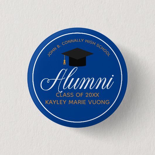 Badge Rond 2,50 Cm Ancien Blue Gold High School Custom (Devant)