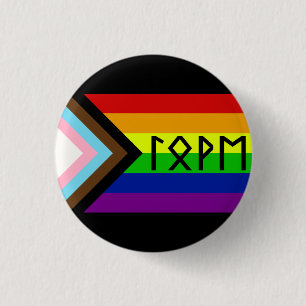 Badge Rond 2,50 Cm Ancien Futhark Love Progressive Pride Drapeau