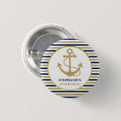 Badge Rond 2,50 Cm Ancre d'or bleu marine (Devant & derrière)