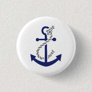 Badge Rond 2,50 Cm Ancre et corde nautiques