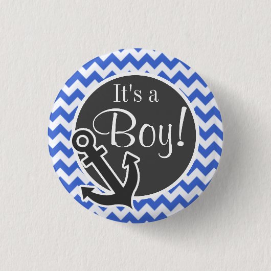 Badge Rond 2,50 Cm Ancre ; Han Blue Chevron Stripes (Devant)