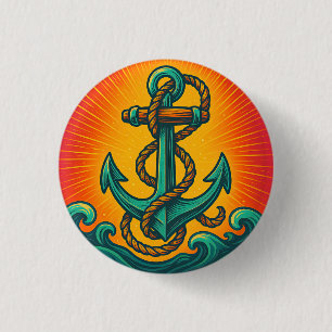 Badge Rond 2,50 Cm Ancre nautique