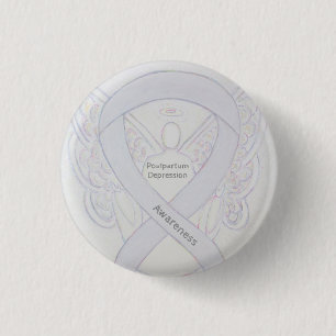 Badge Rond 2,50 Cm Ange de sensibilisation à la dépression post-partu