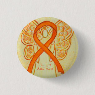 Badge Rond 2,50 Cm Ange de sensibilisation à la faim orange Épingle d