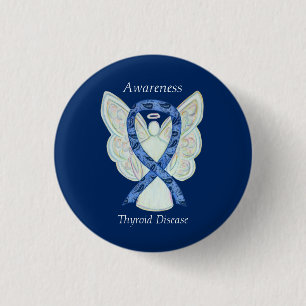 Badge Rond 2,50 Cm Ange de sensibilisation à la maladie thyroïde Pais