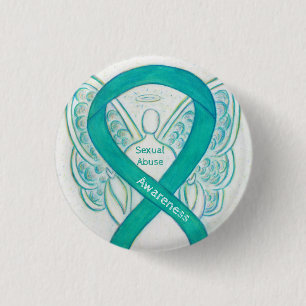 Badge Rond 2,50 Cm Ange de sensibilisation à l'abus sexuel Ruban Pin