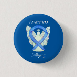 Badge Rond 2,50 Cm Ange de sensibilisation à l'intimidation Bleu Ruba