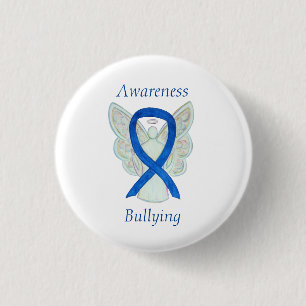 Badge Rond 2,50 Cm Ange de sensibilisation à l'intimidation Bleu Ruba