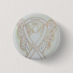 Badge Rond 2,50 Cm Ange de sensibilisation à l'ostéoporose Ruban bl