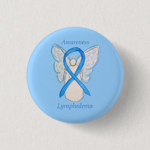 Badge Rond 2,50 Cm Ange de sensibilisation au lymphoedème Ribbon Art