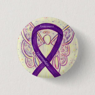 Badge Rond 2,50 Cm Ange de sensibilisation Fibromyalgie Ruban Peintur