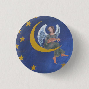 Badge Rond 2,50 Cm Ange tenant le bouton de pizza !
