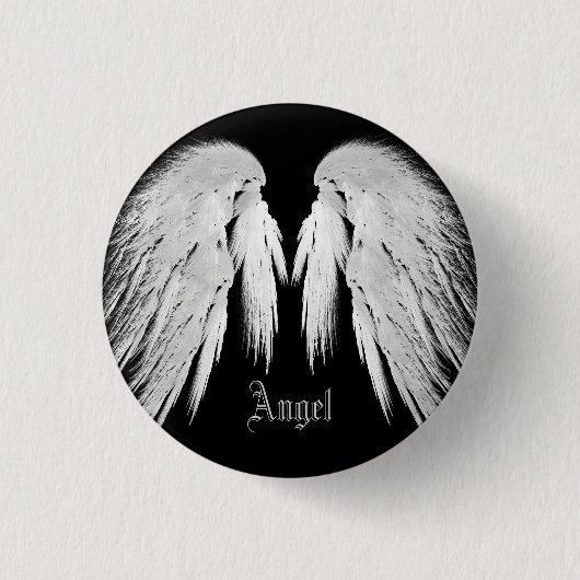Badge Rond 2,50 Cm ANGEL WINGS Black Nom personnalisé (Devant)
