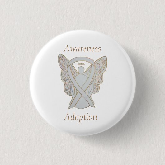 Badge Rond 2,50 Cm Angle de sensibilisation à l'adoption Ruban blanc (Devant)