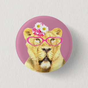 Badge Rond 2,50 Cm Animal sauvage de jungle mignonne et drôle de