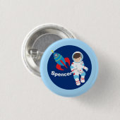 Badge Rond 2,50 Cm Anniversaire de l'astronaute cool (Devant & derrière)