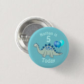 Badge Rond 2,50 Cm Anniversaire de Stegosaurus (Devant & derrière)