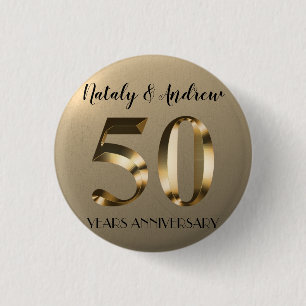 Badge Rond 2,50 Cm Anniversaire du 50e Mariage d'or métallique