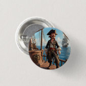Badge Rond 2,50 Cm Anniversaire du Pirate (Devant & derrière)