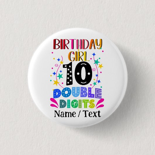 Badge Rond 2,50 Cm Anniversaire Fille 10 Chiffres doubles (Devant)