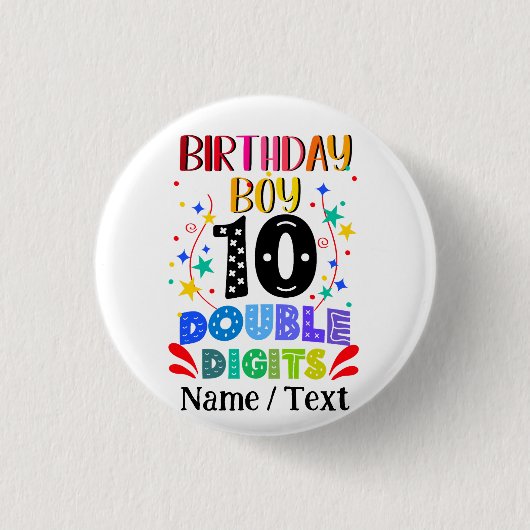 Badge Rond 2,50 Cm Anniversaire Garçon 10 Chiffres doubles (Devant)