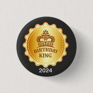 Badge Rond 2,50 Cm Anniversaire King 2024 Gold Crown Token Anniversai