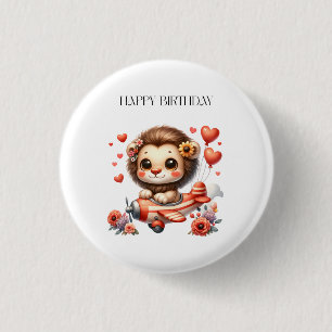 Badge Rond 2,50 Cm Anniversaire Lion Pilote