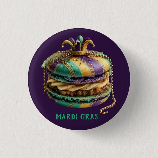Badge Rond 2,50 Cm Anniversaire Macaron Royal de Mardi Gras (Devant)