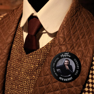 Badge Rond 2,50 Cm Anniversaire noir blanc photo homme mythe légende