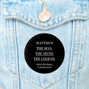 Badge Rond 2,50 Cm Anniversaire noir blanc photo homme mythe légende