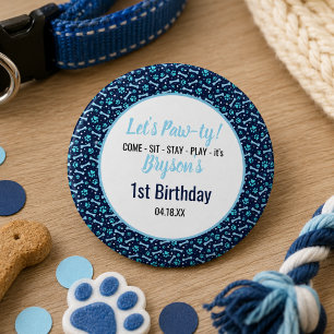 Badge Rond 2,50 Cm Anniversaire personnalisé de chien Empreinte de pa