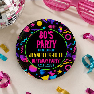 Badge Rond 2,50 Cm Anniversaire personnalisé néon rétro 80’s - Amusan