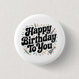 Badge Rond 2,50 Cm Anniversaire Rétro Confettis