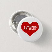 Badge Rond 2,50 Cm ANTWERP Red Love Heart (Devant & derrière)