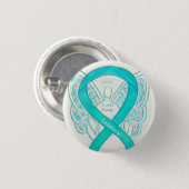 Badge Rond 2,50 Cm Anxiété Trouble Sensibilisation Angle Turquoise Ru (Devant & derrière)