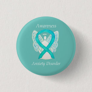 Badge Rond 2,50 Cm Anxiété Trouble Sensibilisation Angle Turquoise Ru