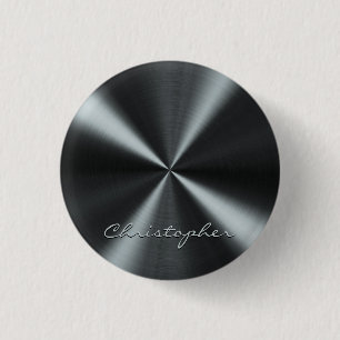 Badge Rond 2,50 Cm Apparence métallique radiale personnalisée - gris